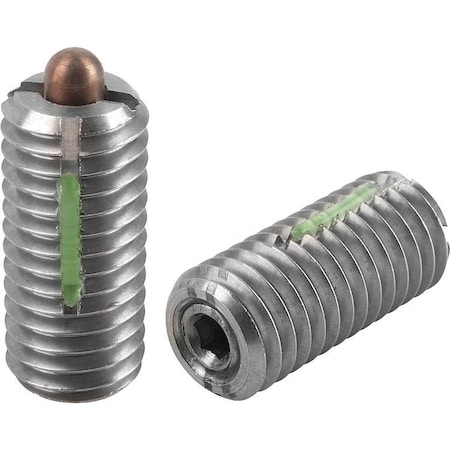 Kipp Spring Plunger Intensified Spring Force, Long-Lok D=M12 L=28, Stainless, Pin Stainless, Pu=5 K0329.212